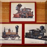 A12. Set of 3 framed railroad prints. 